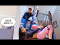 FALLING Down The STAIRS Prank On Boyfriend! *Cute Reaction*