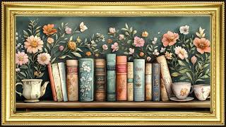 Flowers and Books, Vintage Oil Painting | Gold Framed TV Art Screensaver screenshot 4