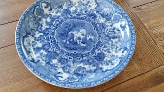 Antique blue and white china Georgian wall plate