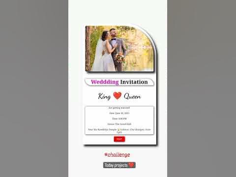 Wedding invitation card #html #css || - YouTube
