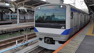 E531系0番台カツK424編成＋カツK483編成が普通品川行きとして上野駅9番線から発車するシーン（1176M）2025.10.14