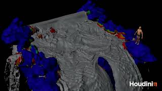 Waterfall Wet Map Simulation in SideFX Houdini