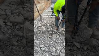 Breaking concrete with wire mesh reinforcement is a process &amp; you have to cut it as you demo#work