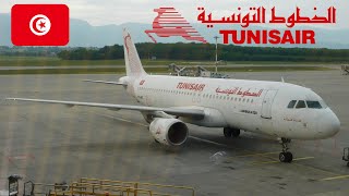 FLIGHT TO TUNISIA Tunisair Airbus A320 evening Take off from Geneva