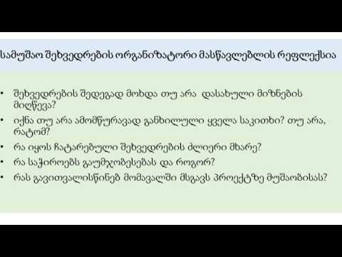 კოლეგებთან სამუშაო შეხვედრების ორგანიზება/შეხვედრებში მონაწილეობა