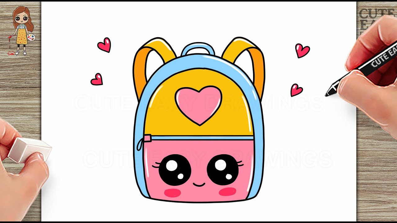 How to Draw School Bag, Cute and Easy - YouTube