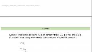 Chem 121 Lecture 6B Nutrition & Energy