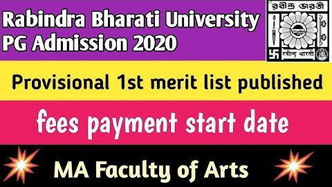 Provisional 1st merit list published in Rabindra Bharati University PG Admission 2020||MA Admission