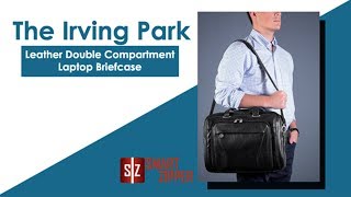 15" Leather Double Compartment Laptop Briefcase - IRVING PARK | McKleinUSA