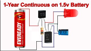1.5v to Led Flasher Circuit, 1 Year Led Flasher Circuit from 1.5v Battery, DIY Led Flasher Circuit