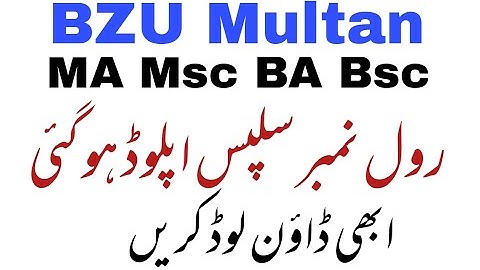 Bzu Multan MA Msc 1st annual 2021 exams roll no slip