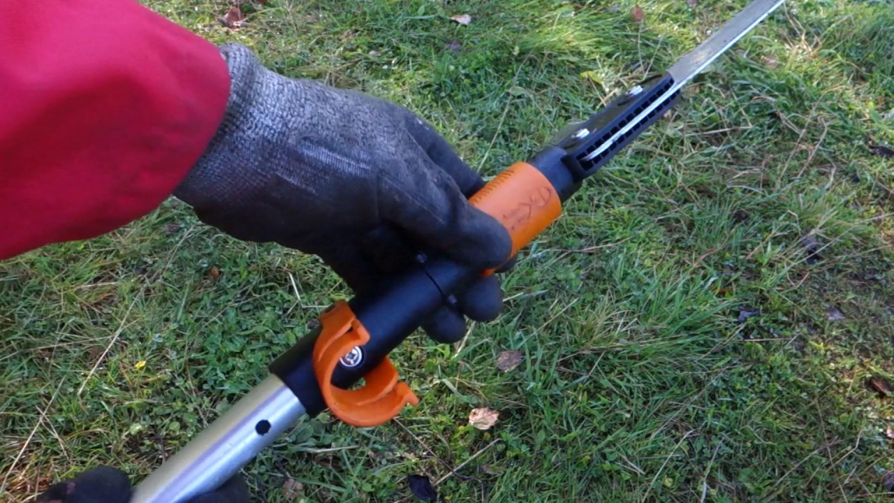 Product review and test Fiskars Extendable tree branch saw YouTube