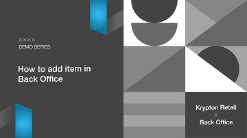 Krypton Retail BO - How to add Item in Back office