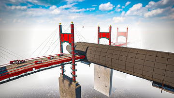 Zeppelin vs Bridge Construction XL with a bomb - Teardown