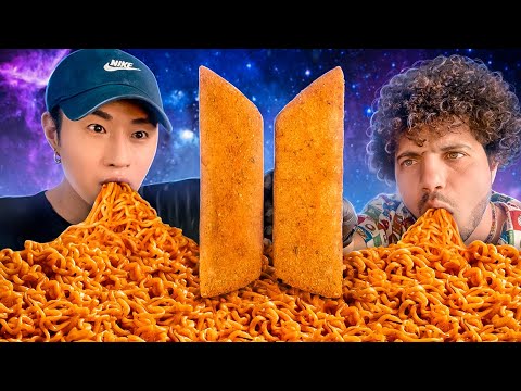BAD DECISIONS NUCLEAR FIRE NOODLES & BTS MOZZARELLA CHEESE STICKS with BENNY BLANCO | ASMR MUKBANG