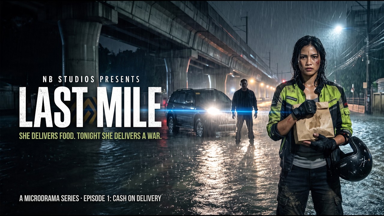 LAST MILE Episode 1: Lia, a Filipina delivery rider, in a flooded Manila street at night