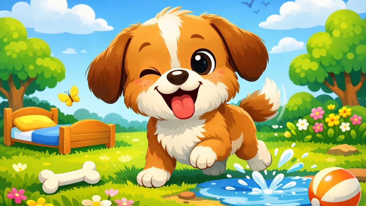 Funny Puppy Rhymes 😂🐶 | Cute Dog Actions Song for Kids | Baby Rhymes Hindi 