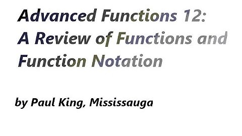 Review of Functions and Function Notation