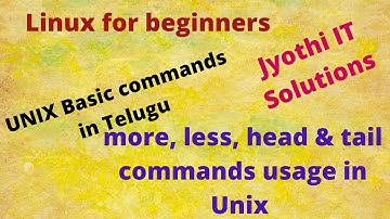 7 more, less, head & tail commands usage in Unix In Telugu ||Jyothi IT Solution|