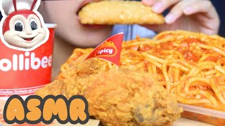 Asmr Jollibee Spicy Fried Chicken Spaghetti Eating Sounds No Talking   Mukbang