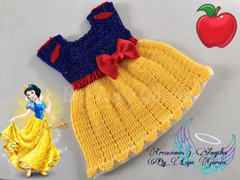 Vestido de Crochê Infantil Branca de Neve