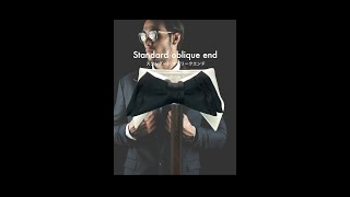 Pre tied bow tie/Standard oblique end/Black satin solid/BOWTIE SPECIMENS/蝶ネクタイ/スタンダード・オブリークエンド/[sp]