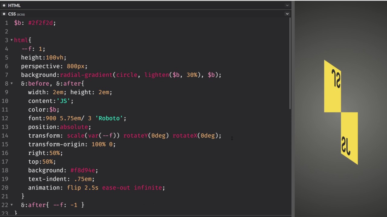 Flippin' cards with Sass, transforms, CSS variables and calc() - YouTube