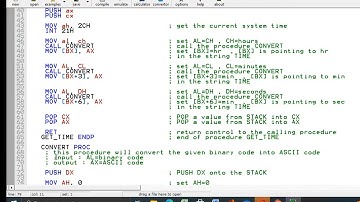 EMU8086 Assembly Language TIME / Printer ASM