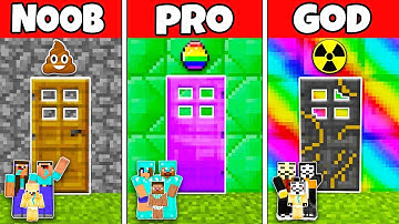 Minecraft: FAMILY SECRET DOOR CHALLENGE - NOOB vs PRO vs HACKER vs GOD in Minecraft / Animation