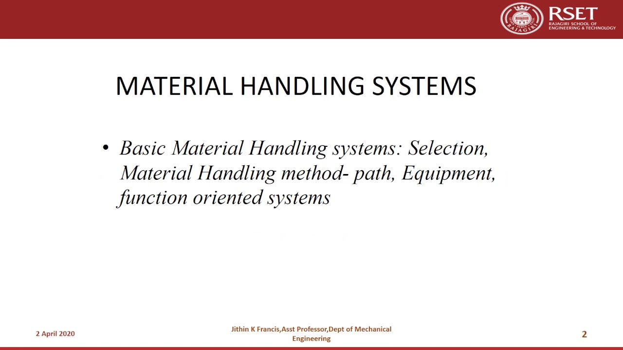 ME476 Material Handling & Facilities Planning Module 5 Part 1 YouTube