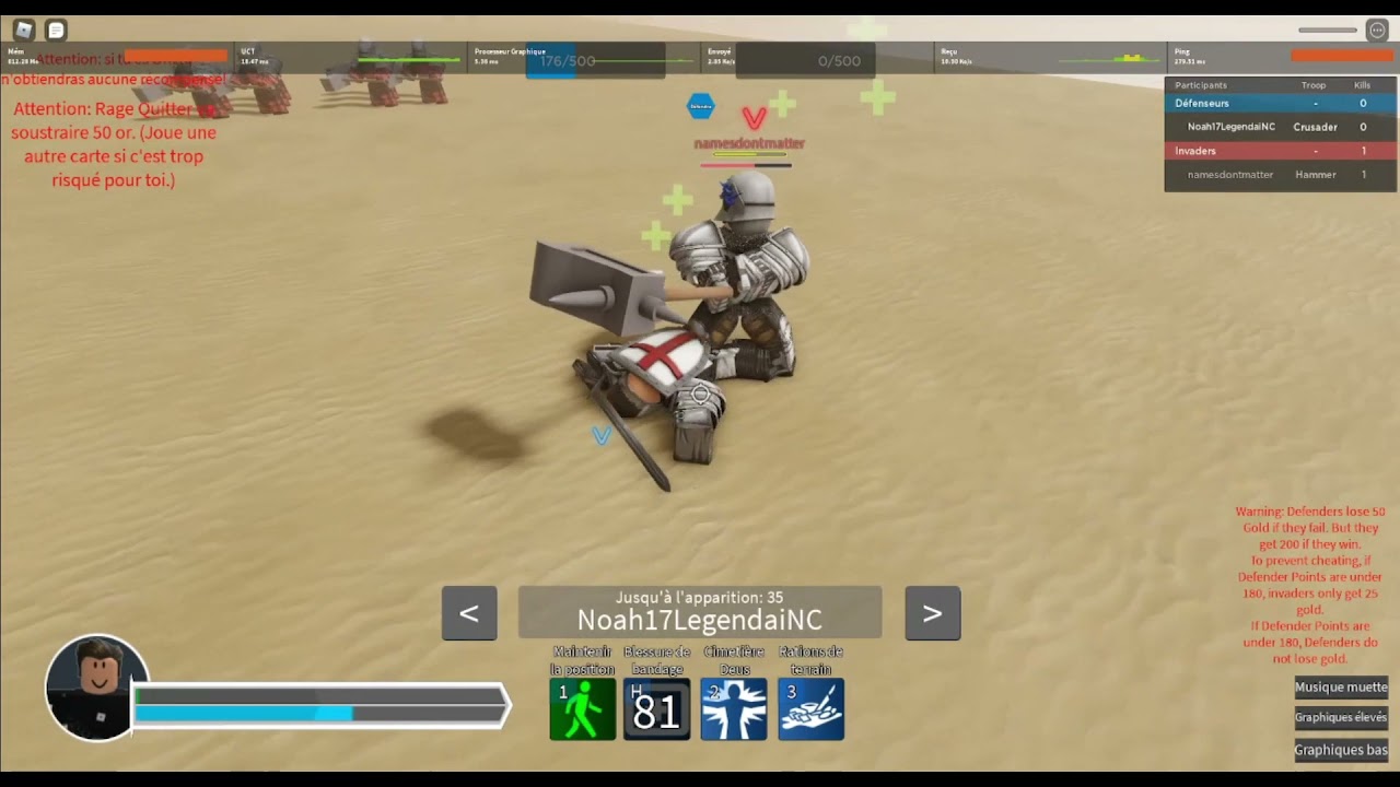 Roblox Warlords Hammer vs crusader (fight)