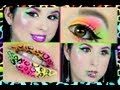 Rainbow Cheetah Print Lips and Glitzy Neon Eyes!