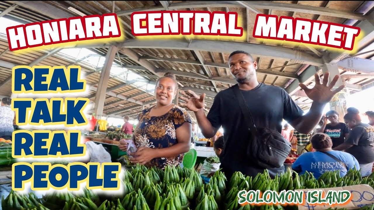 Центральный рынок Хониара, остров Соломоновых. Повседневная жизнь на выходных с разными пейзажами.