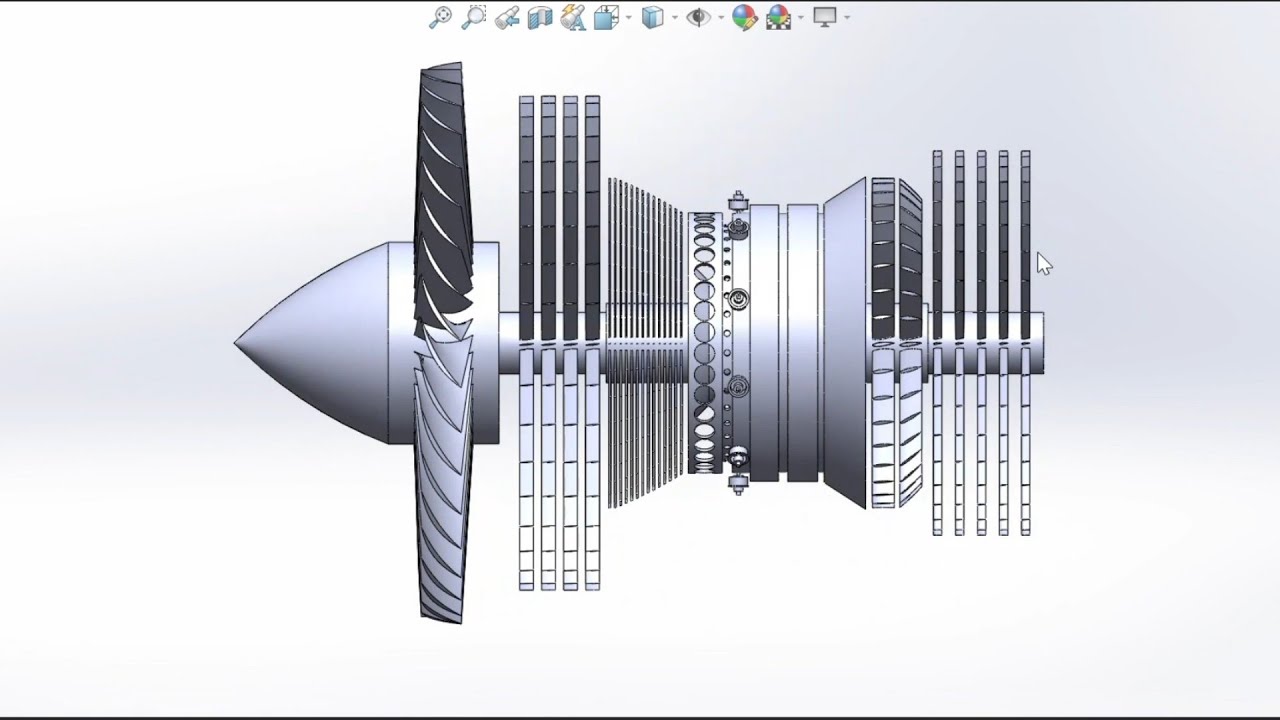 Turbofan engine in solidworks | jet engine | turbofan engine ...