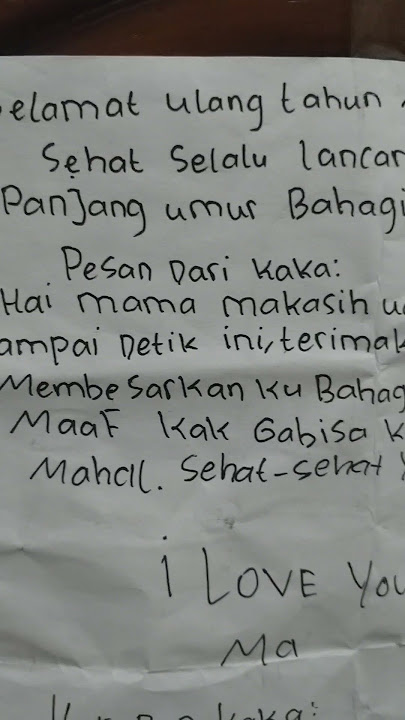 surat buat mamah yang ulang tahun fari Kaka Vanessa