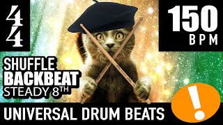 Play Too! 4/4 Backbeat - Shuffle - Steady 8th [150 BPM] Universal Drum Beat Backing Track