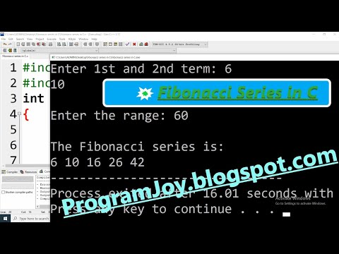 Fibonacci Series in C (upto a range)