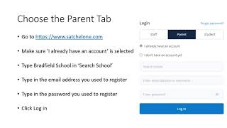 Satchel:One - Logging back in as a parent (Web browser)