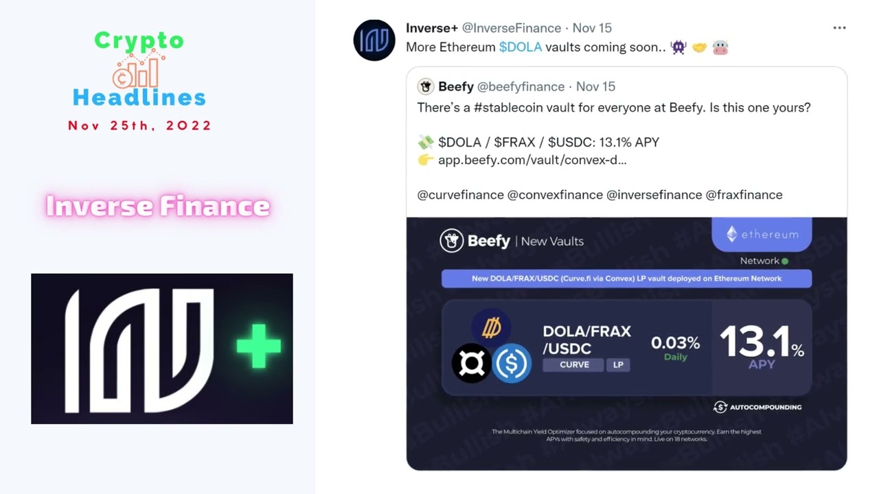 Crypto Headlines news Nov 25 2022 | Inverse Finance, Harmony, Band Protocol | Crypto Updated