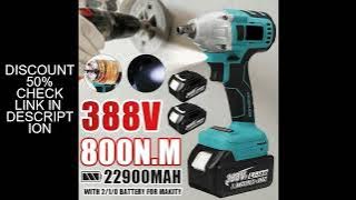 Brushless Electric Impact Wrench 1/2 Sokect 800N.m Cordless Wrench Screwdriver Power Tools Rechargea