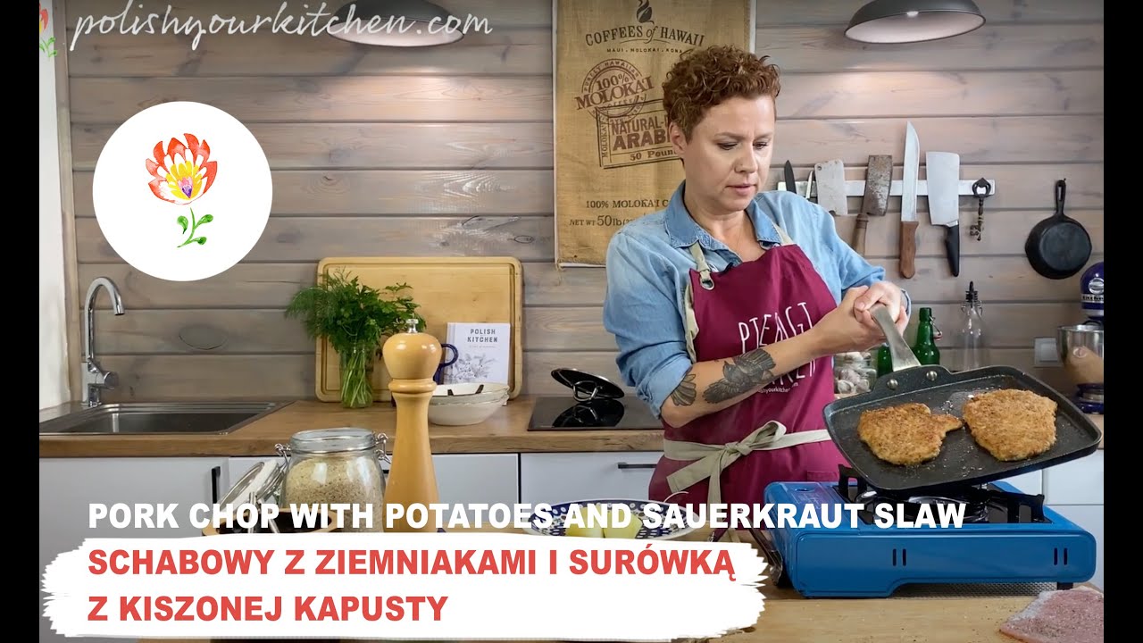 Complete Polish dinner in 20 minutes - BREADED PORK CHOP WITH POTATOES AND SAUERKRAUT SLAW. | Polish Your Kitchen