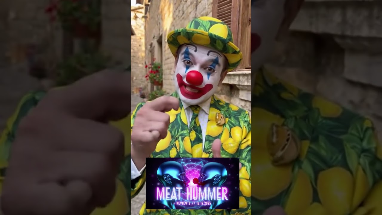 Клоун MEAT HUMMER в лимонном образе обращается к зрителю — маска прог-метал музыканта 🤡🍋 
