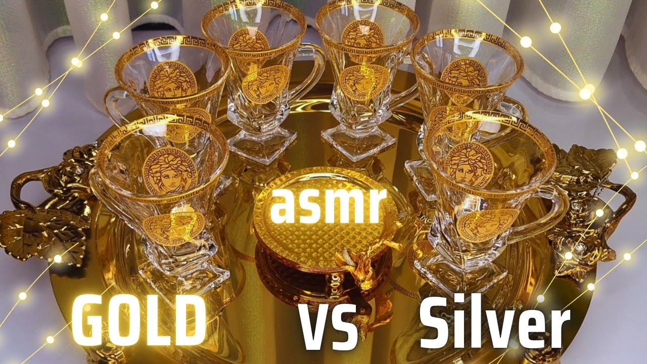"Luxury ASMR Unboxing | ASMR Gold & Silver Serving Trays + Versace Tea Set"