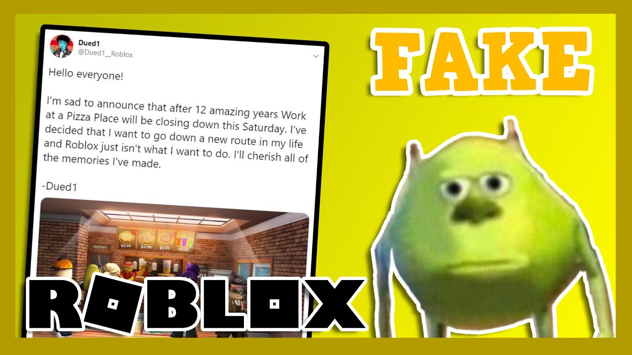 Work At A Pizza Place Shutting Down Roblox Satire Hoax Youtube - dued1 roblox profile