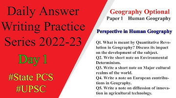 Answer Writing Series 2023 l Paper 1 l Human Geography l Session 01 l Perspectives l UPSC I UPPSC