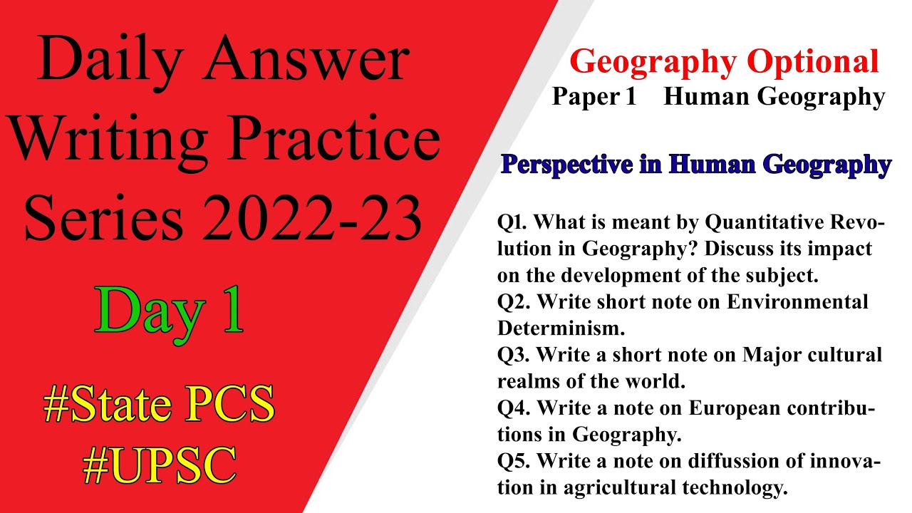 Answer Writing Series 2023 l Paper 1 l Human Geography l Session 01 l ...