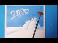 Daily Relaxing Art #02/Acrylic/Snowy Scenery painting for Beginners/Snowman/Landscape