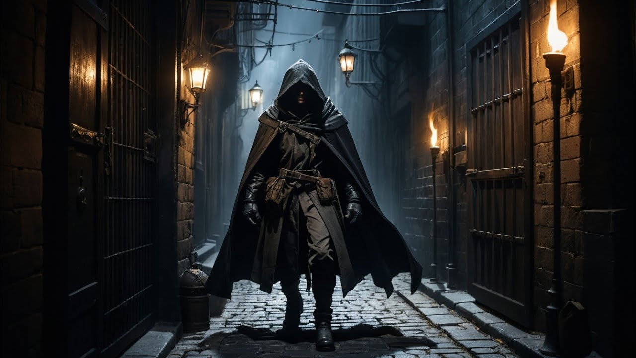 Rogue's Midnight Heist: Lockpicking in a Shadowy Alley as Guards Close In