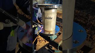 TIG welding in progress: DN150 flange external weld. #tigwelding #welding #shortvideo #shorts