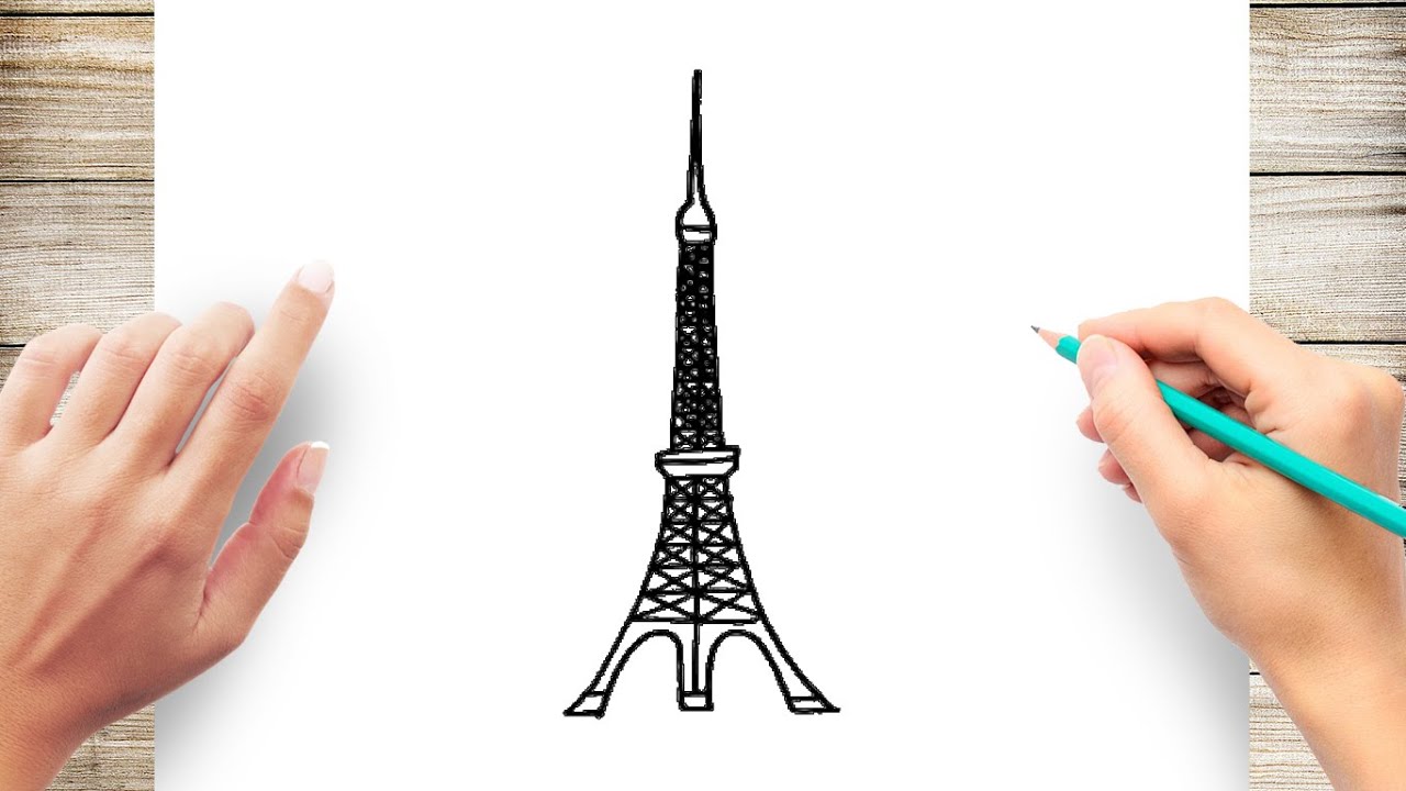 sketch of Tokyo Tower with cityscape and walkstreet free hand draw  illustration vector  Tokyo tower City sketch City drawing